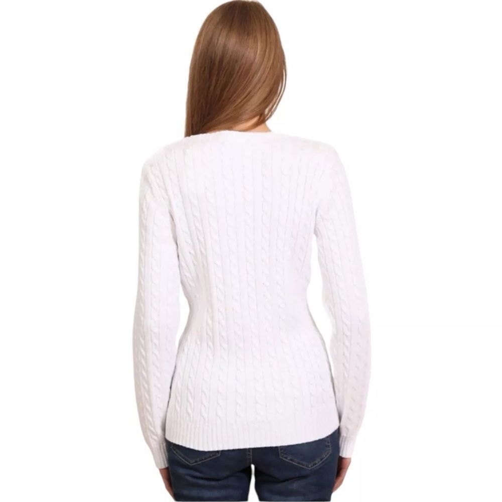 Ralph Lauren V-Neck Cable Knit Navy Edge Preppy Tennis Sweater Size XL - Picture 2 of 7
